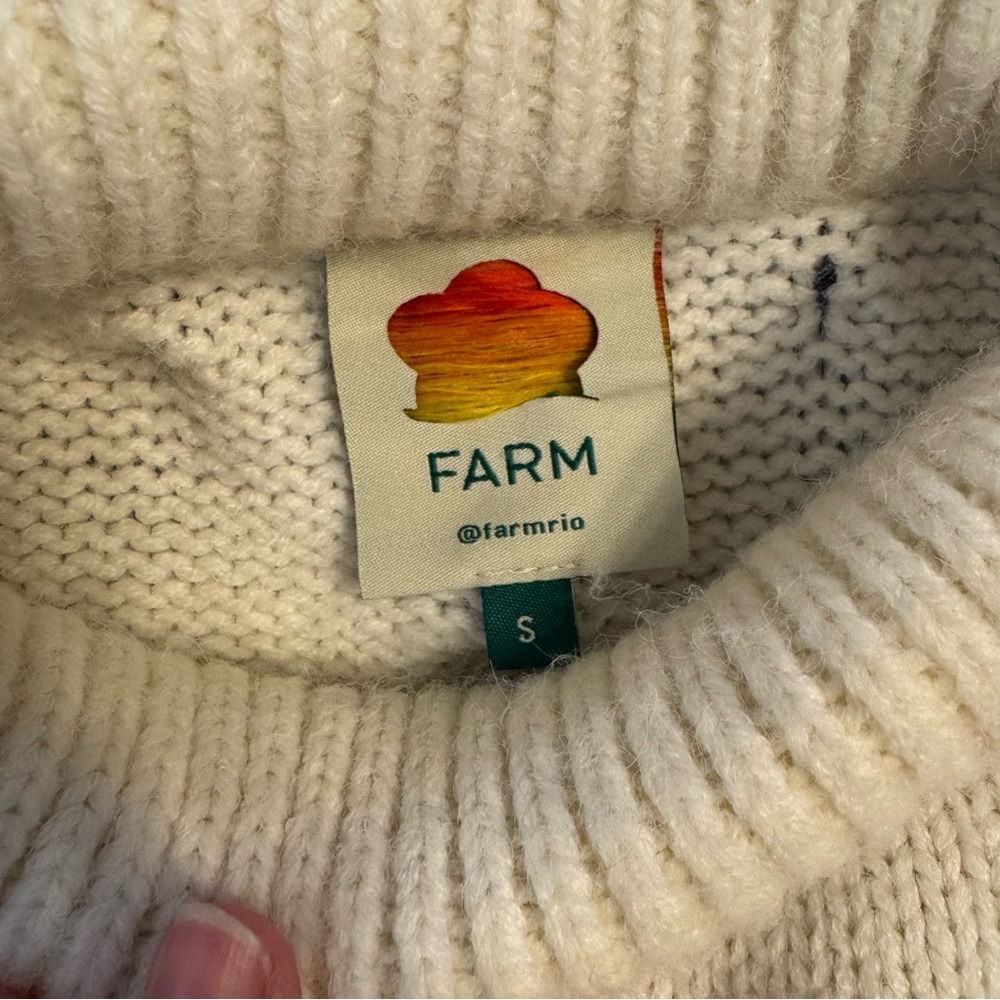 FARM Rio White Pom-Pom Dot Sweater with Multicolor Accents - Picture 3 of 4